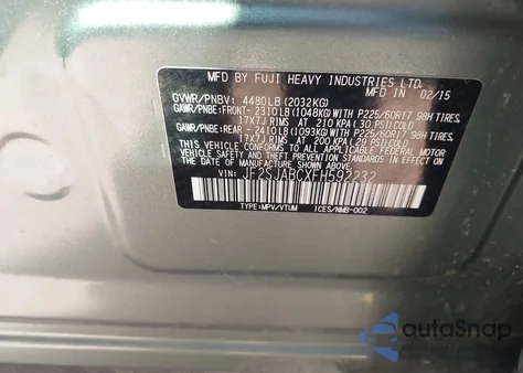 2015 Subaru Forester 2.5I z USA, uszkodzony, nr VIN JF2SJABCXFH592232